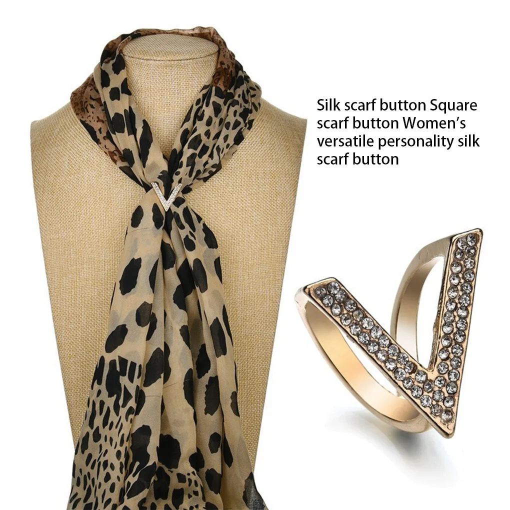 

Women T-shirt Scarf Buckle Rhinestone Crystal Shawl Ring Fashion Clip Holder Reusable Portable Decoration Jewelry
