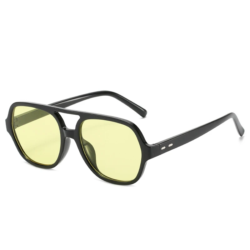 

2022 Classic Pilot Sunglasses Women Vintage Yellow Lens Fashionable Sunglass Female Candy Color 70s Glasses Eyewears