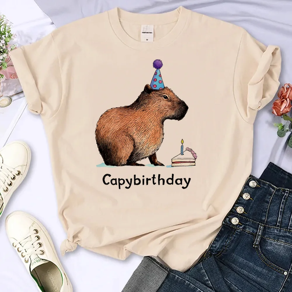 

Capybara top women manga graphic t shirt female y2k anime comic clothing