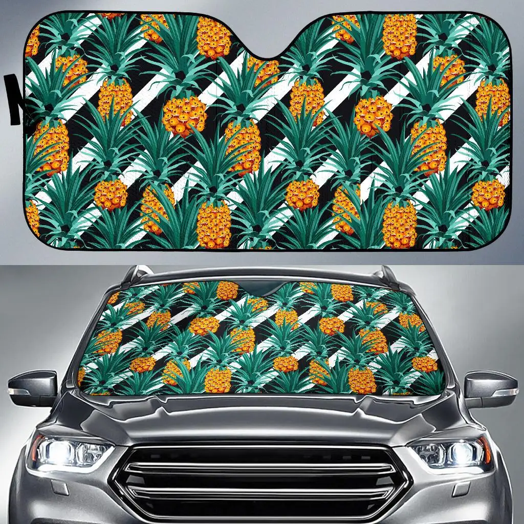 

Pineapple Striped Pattern Print Car Sun Shade