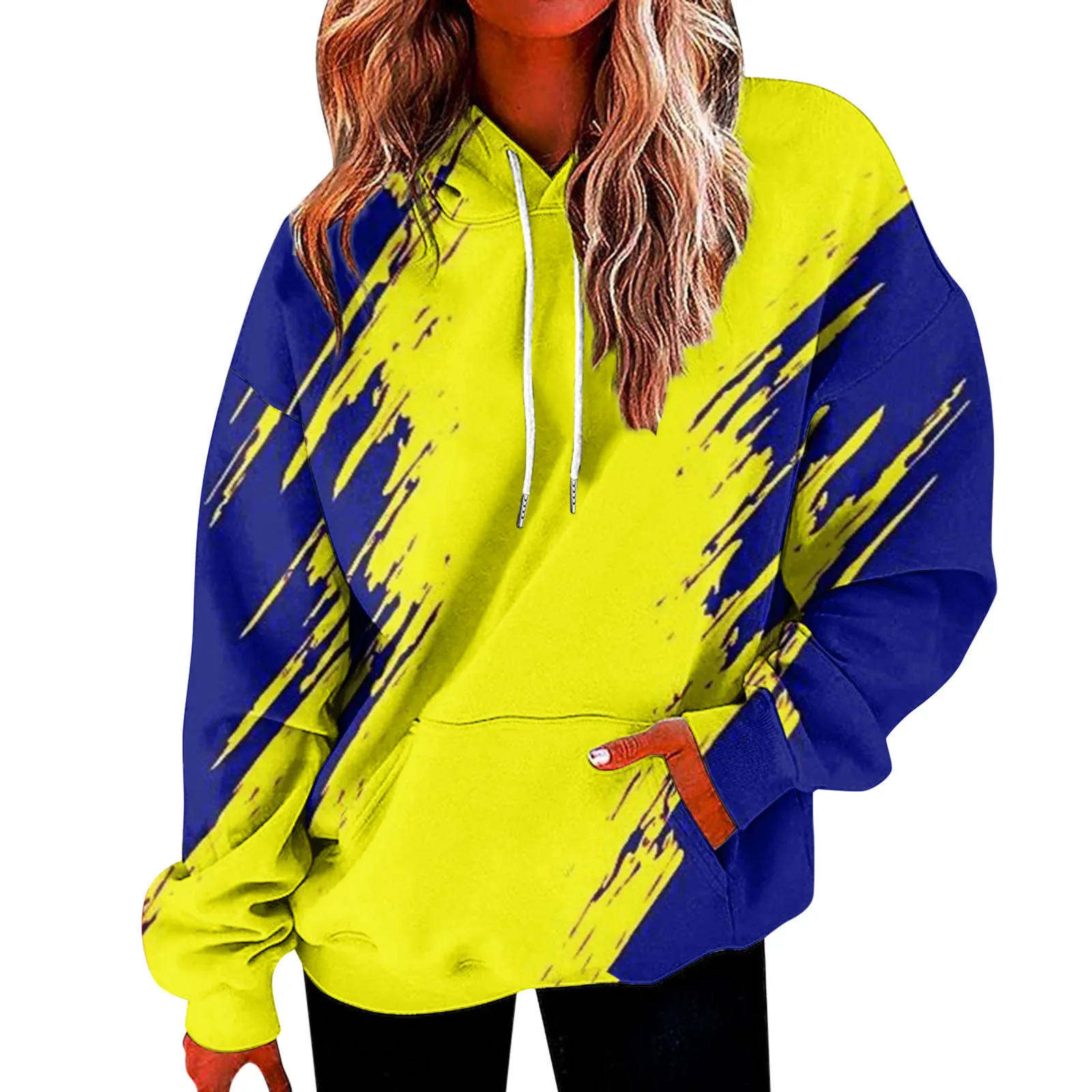 

Худи с цветными блоками, повседневные толстовки, свитшоты, уличная одежда Y2k, худи, пуловер, Женский свитшот в стиле Харадзюку, Толстовка Оверсайз