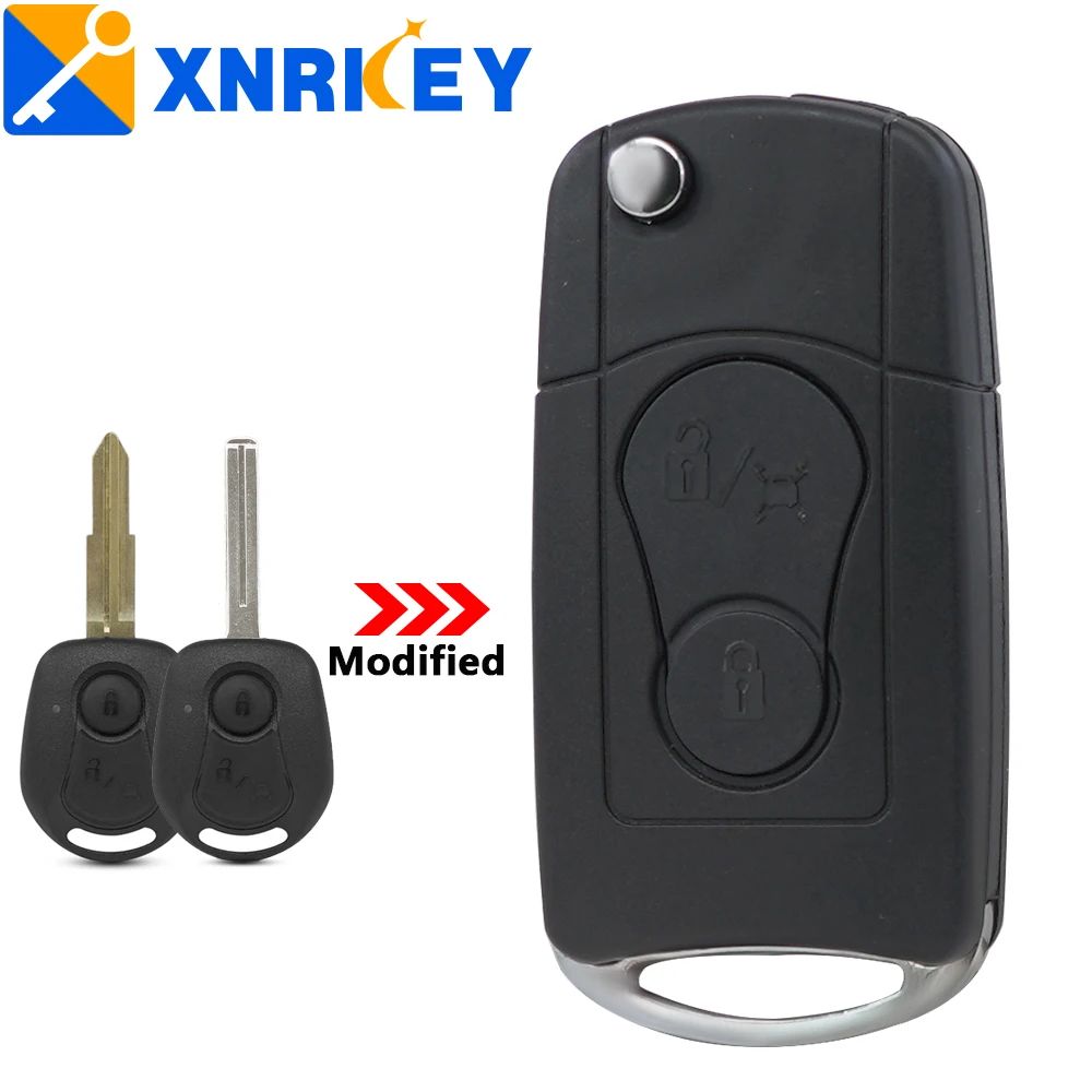 

XNRKEY 2-кнопочный модифицированный складной пульт дистанционного управления для автомобильного ключа-брелка для Ssangyong Actyon Kyron Rexton, чехол для ключа с необработанным лезвием