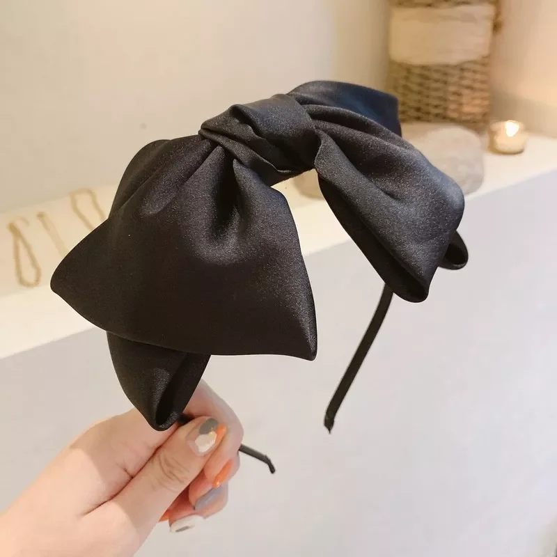 

Beautiful Black New Big Bow Bezel Headwear Women Headband Girls Vintage Bow Hair Bands Wide Hairband Hoop for Hair Accessories