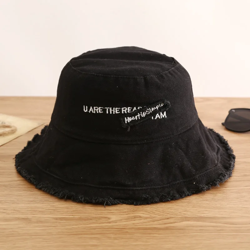

Raw Frayed Cloth Label Bucket Hat for Women Men Fashion Spring Summer Panama Hip Hop Outdoor Sunscreen Fishing Fisherman Hat New
