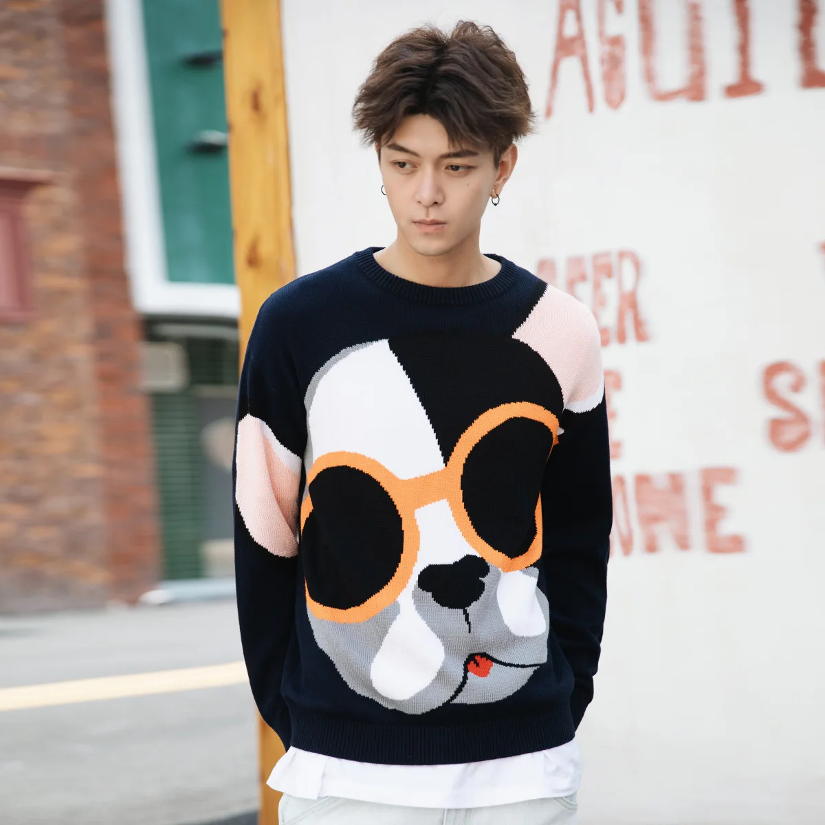 2022 New for Autumn Cartoon Pattern Mens Crew-neck Sweater Men Long Sleeve Boutique Clothing Warm and Comfortable Sweater