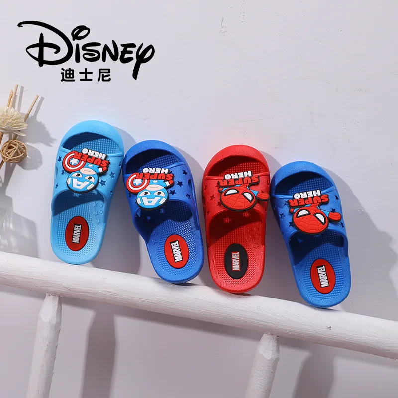 Летние детские тапочки Disney для маленьких мальчиков и девочек сандалии с принтом