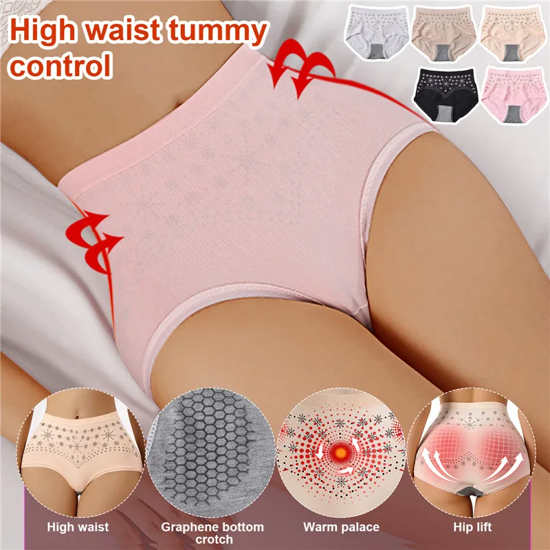 

2023 Graphene Fiber Restoration High Waist Briefs Women’S Stretchy Body Shaping Panties Soft Full Coverage Fiber Recovery Shaper