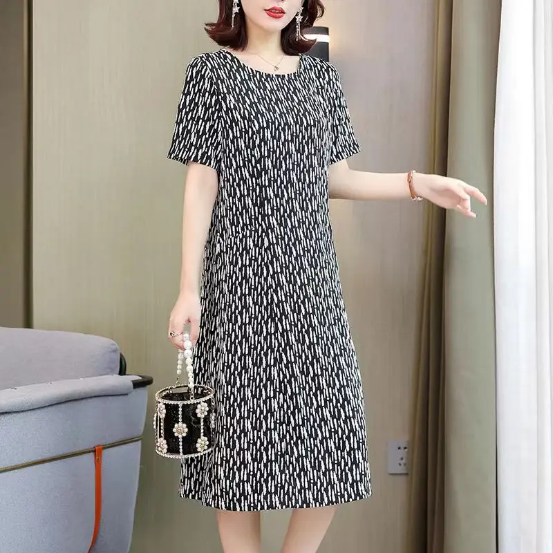 

Fdfklak Summer Chiffon Dress Women Clothing Mid-length New Mother Gift Striped Large Size Korean vestidos de verano mujer 2022
