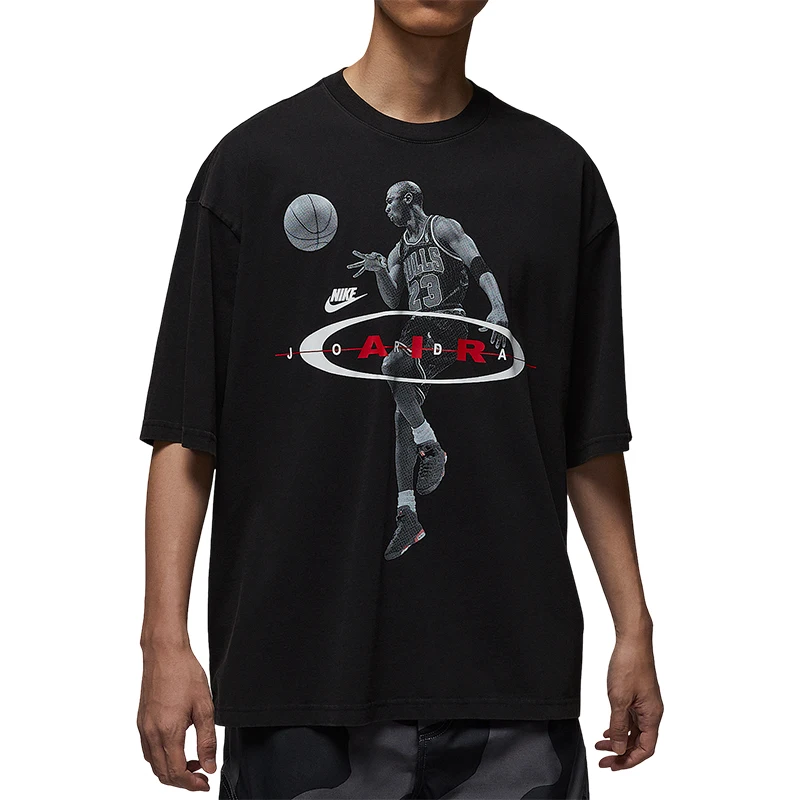 Мужская свободная спортивная футболка Nike Genuine Jordan с принтом в стиле ретро IF1805-010 (art.: 3920d15283fbc) - 3920d15283fbc