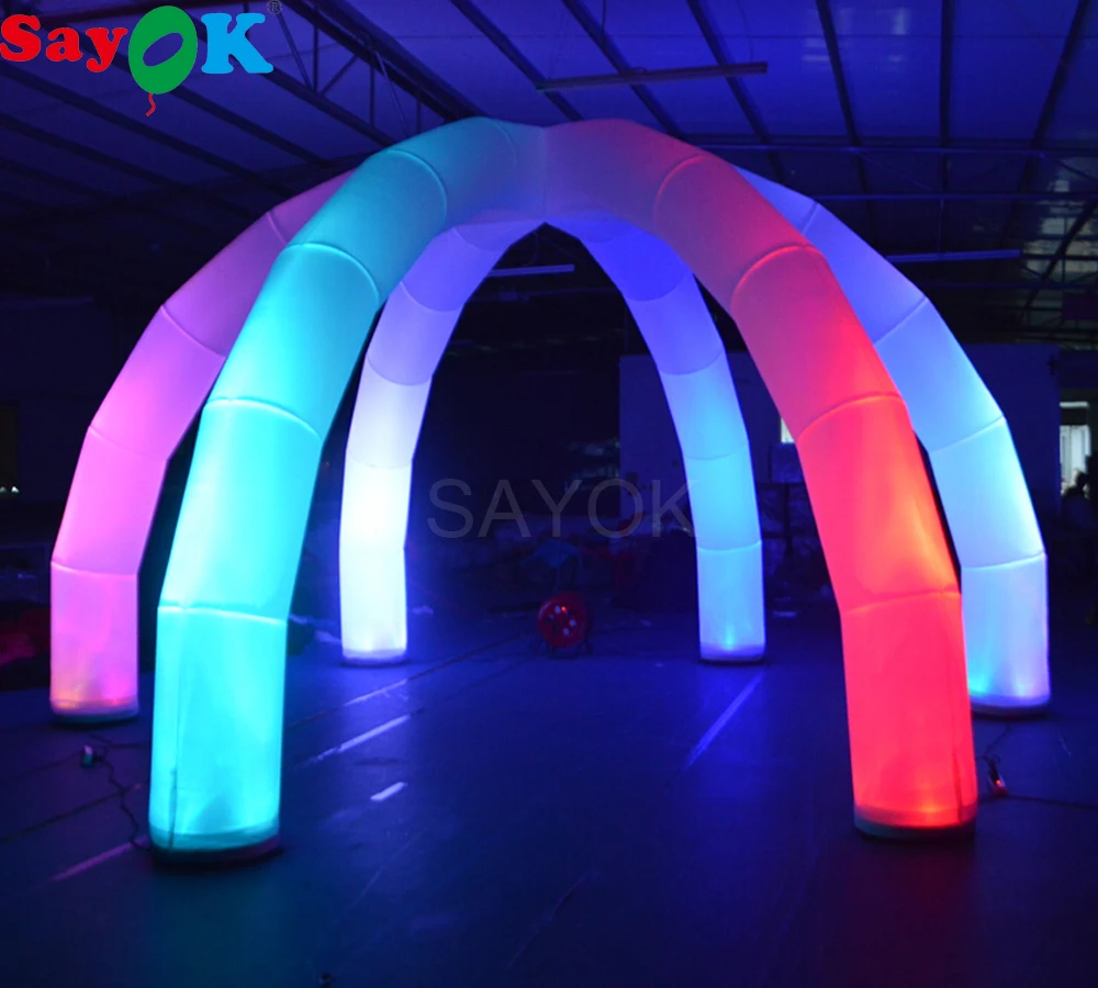 

SAYOK Giant Outdoor Inflatable Spider Ten with 6 Legs LED Arch Tent 6x6X3M 16 Color Changing Lights for Exhibition Event Rental