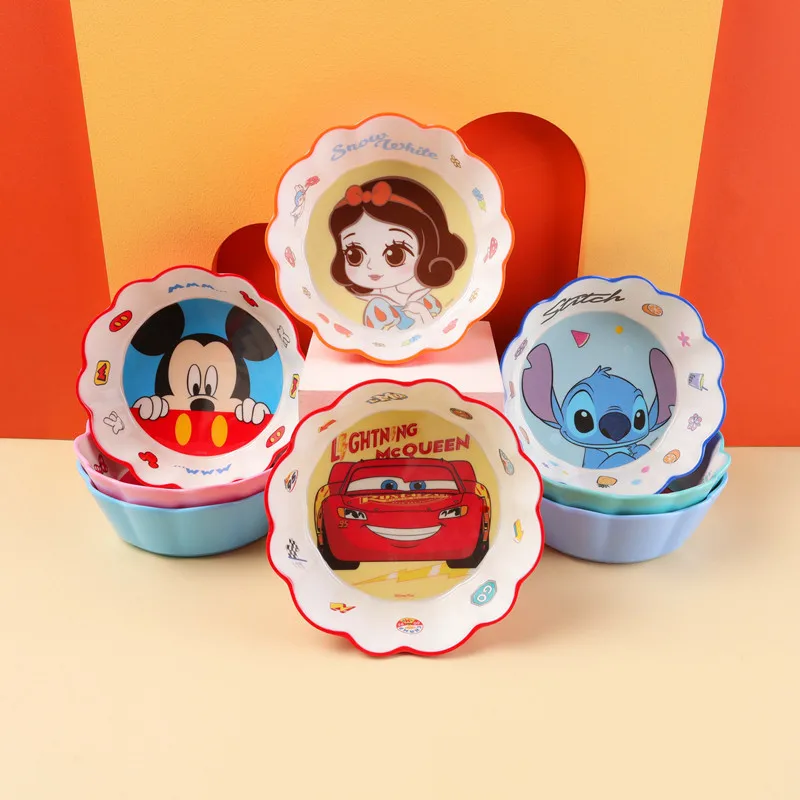 

Детская миска Disney, посуда из меламина с рисунком из мультфильма, Детская утолщенная квадратная миска с защитой от падения для мальчиков и де...