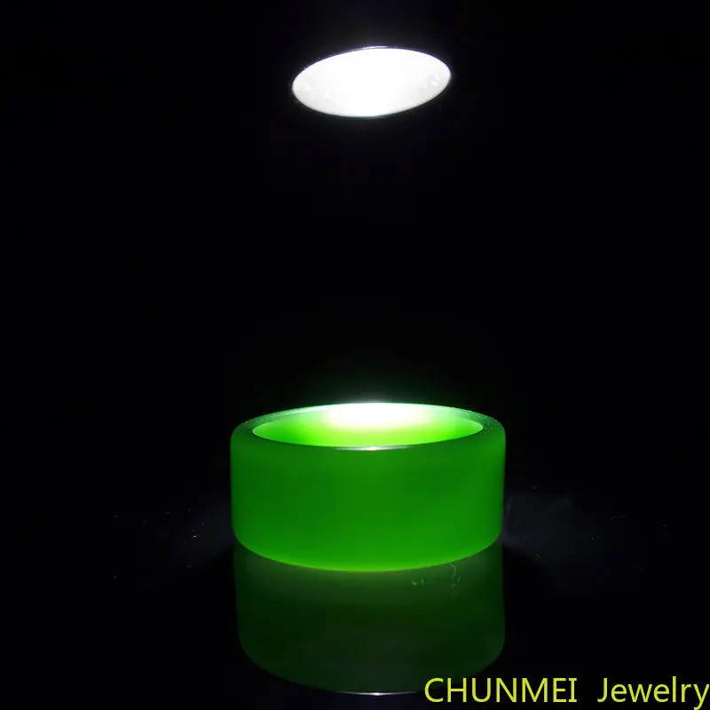 

Natural Green Hetian Jade Ring Chinese Jadeite Amulet Fashion Charm Jewelry Hand Carved Crafts Gifts for Women Men
