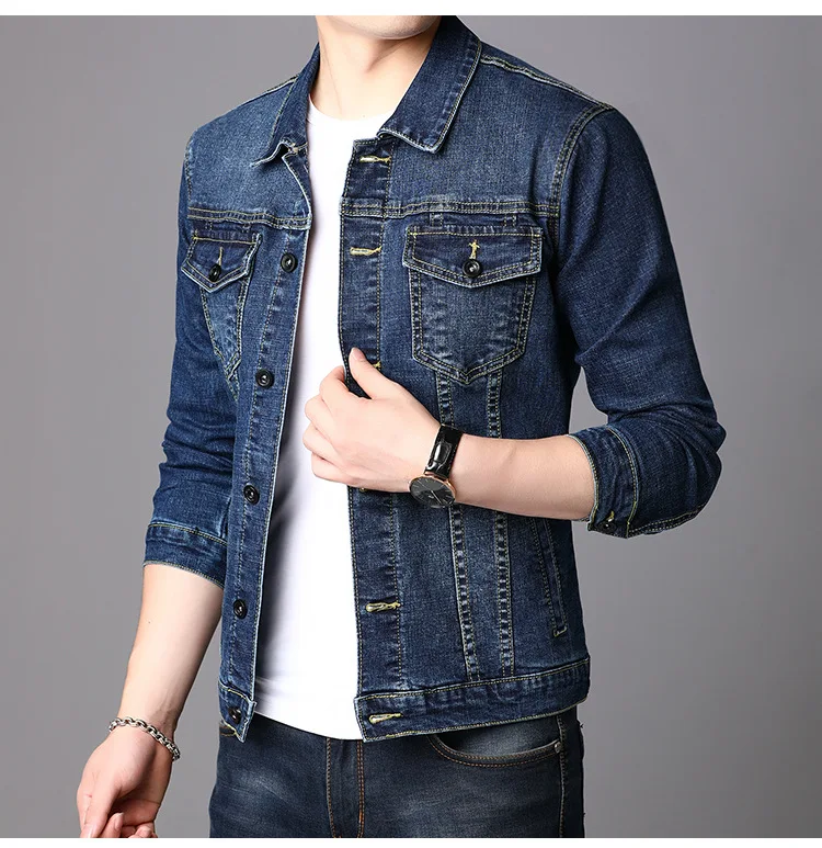 

Denim Coat Men's Spring and Autumn Korean Fashion Men's Top Loose Simple Casual Work Jacket