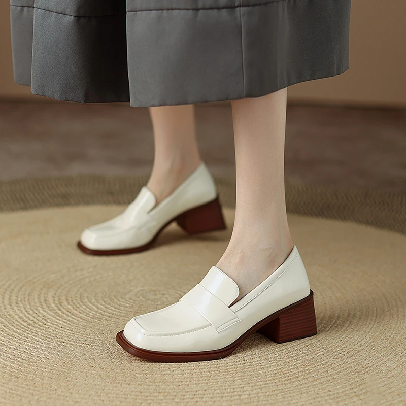 

Женские туфли-лодочки из овечьей кожи, с квадратным носком, на толстом каблуке