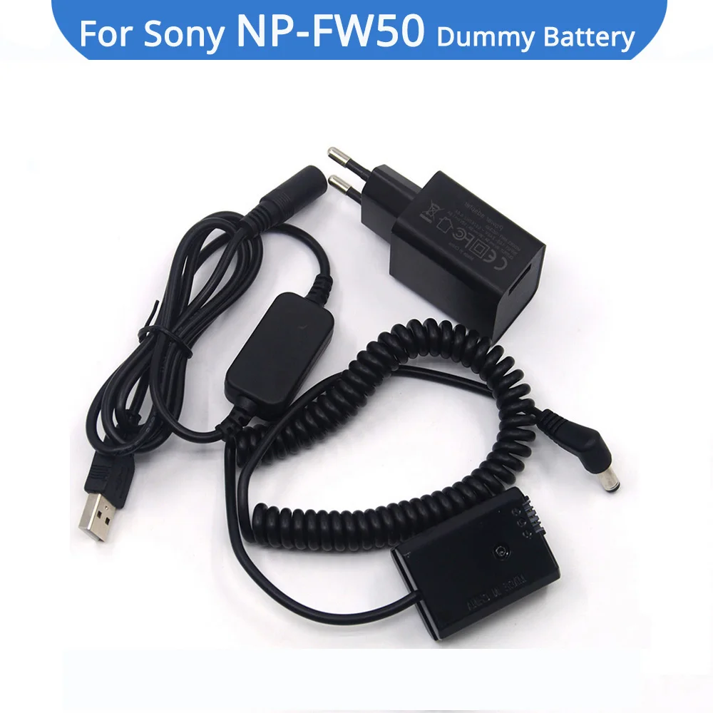 

QC3.0 Charger NP-FW50 AC-PW20 Dummy Battery DC Usb Cable Kit For Sony ZV-E10 A6000 A7II A7R A7RII ILCE-QX1 Cybershot DSC-RX10 A7