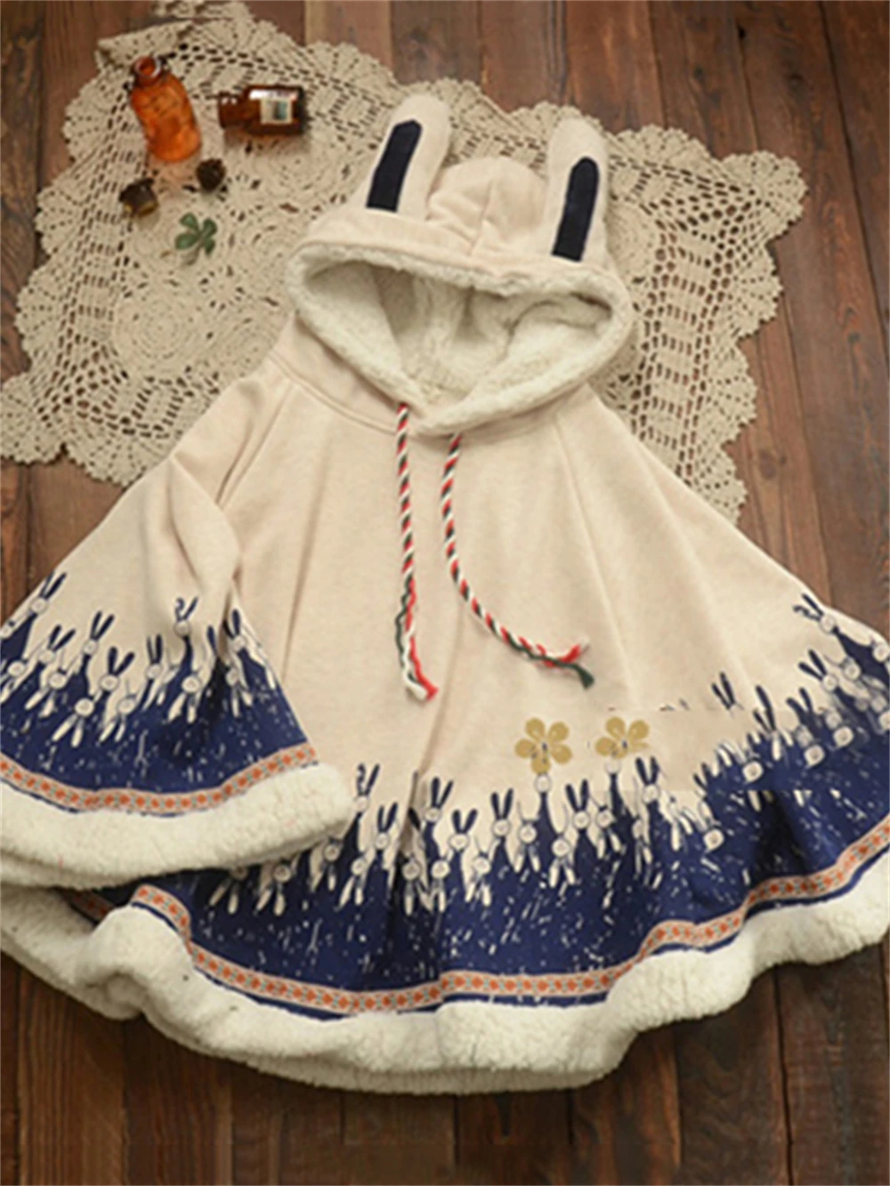 Японская накидка-пончо куртки кавайная накидка с капюшоном в стиле мори для