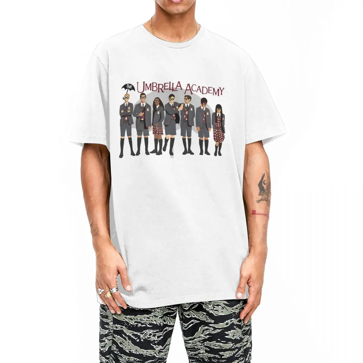 Футболка мужская с принтом зонтика 100% хлопок Y2K