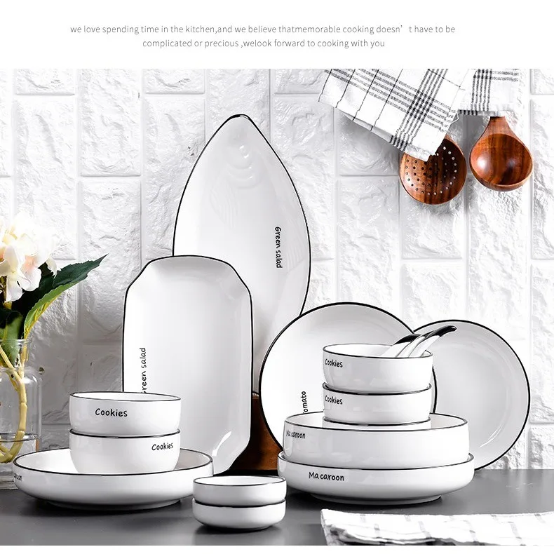 

European Bone China Bowls, Chopsticks, Dishes, Household Dishes, Soup Bowls, Ceramic Tableware Set