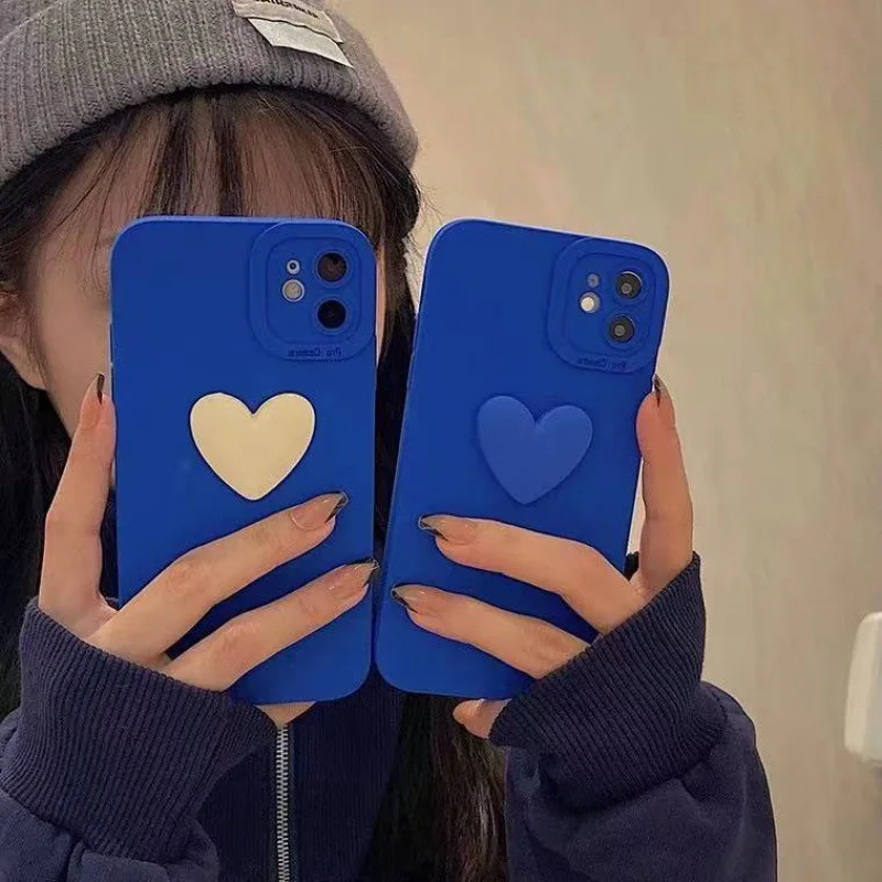

For iPhone 13 11 12 Pro Max 7 8 Plus Case Fashion 3D love heart Silicone Soft Cover For iPhone X XR XS Max Shockproof Phone Case