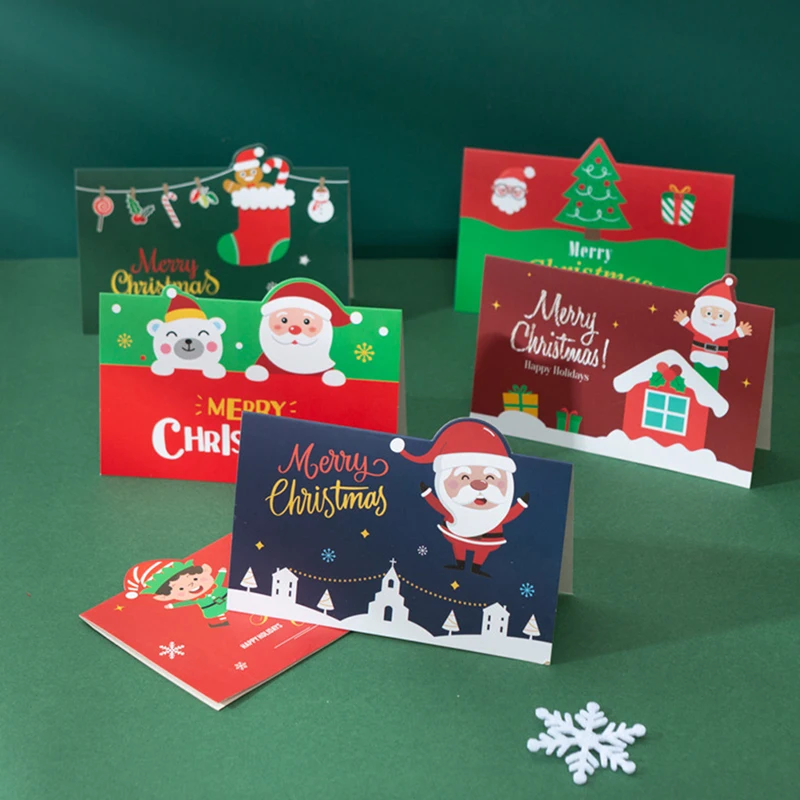

New Santa Snowman Blessing Greeting Card Various Style Postcard Set Folding Greeting Card Gift Stationery School Office Supplies