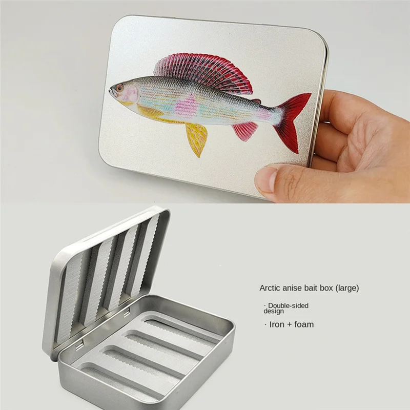 Фото Металлическая коробка для мушек CGDS-Grayling Trout Pattern, аксессуары для нахлыстовой рыбалки, коробка для приманок №1