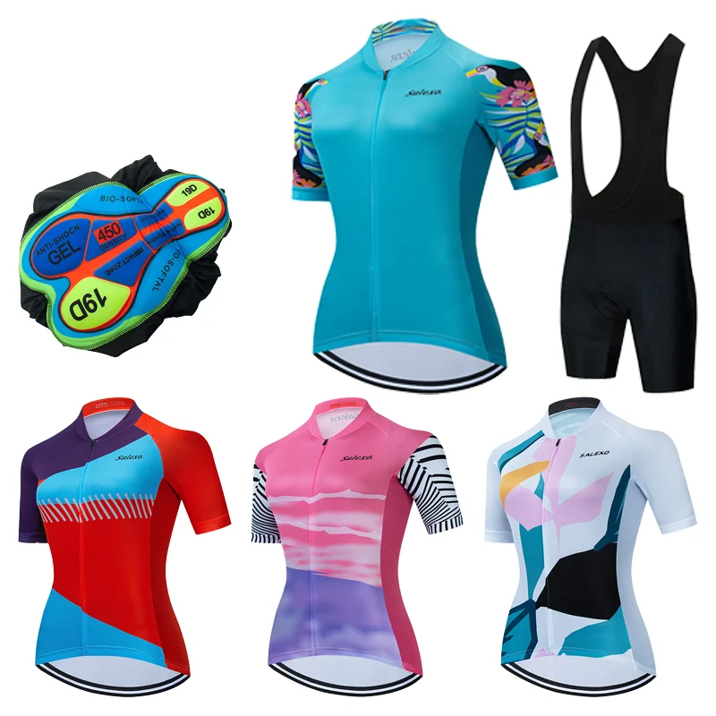

Summer Women Fashion Short Sleeve Cycling Jersey Set Breathable Outdoor Cycling Clothing Set Ropa De Ciclismo Para Mujer