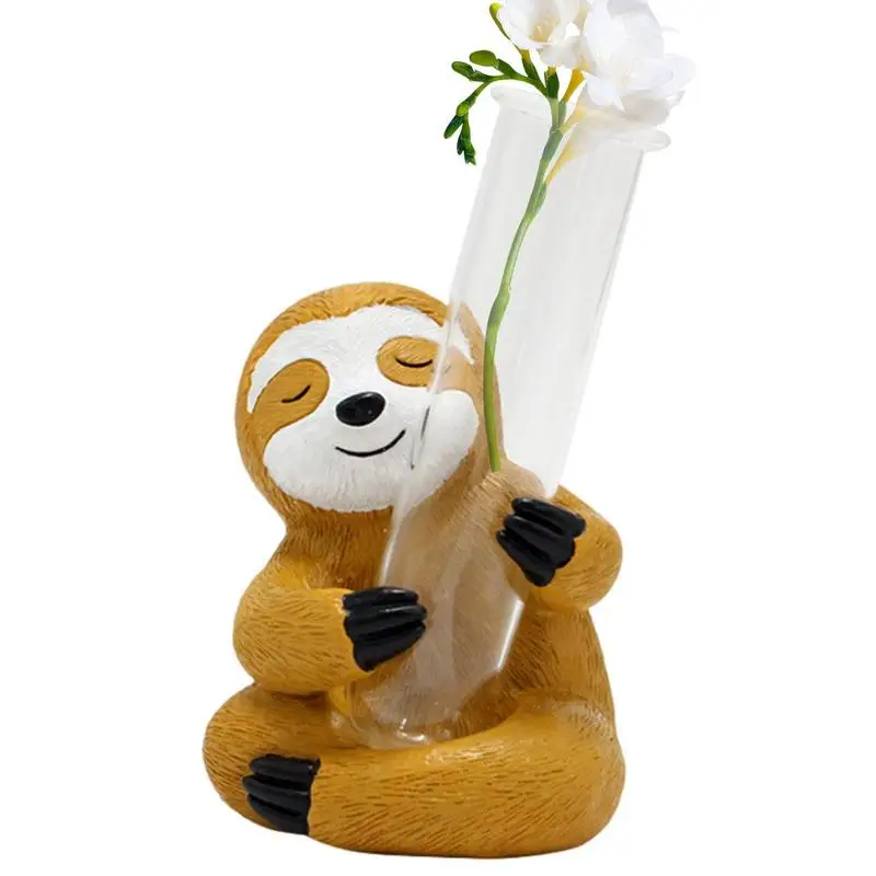 

Cute Flower Pots Sloth Planter Resin Cute Planters Transparent Test Tube Animal Planters For Indoor Outdoor Decoration
