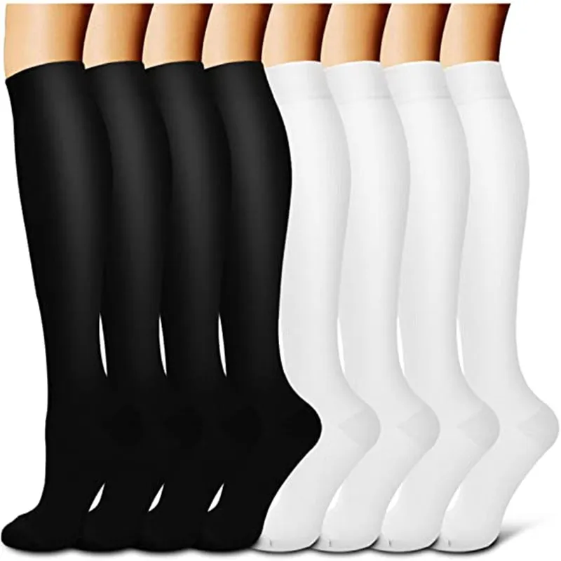 

1 Pair Compression Stockings Blood Circulation Promotion Slimming Compression Socks Anti-Fatigue Comfortable Solid Color Socks