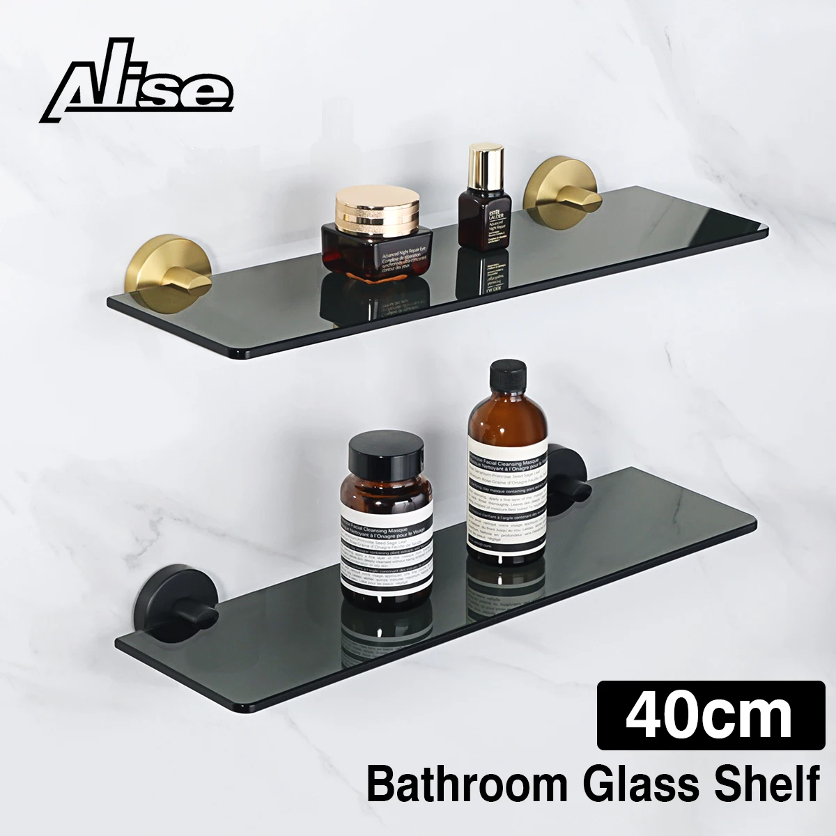 

Glass Bathroom Shelves Organizer Wall Mount Shower Shelf Bath Storage 6MM Tempered Shampoo Rack Bracket Bathroom Accessories
