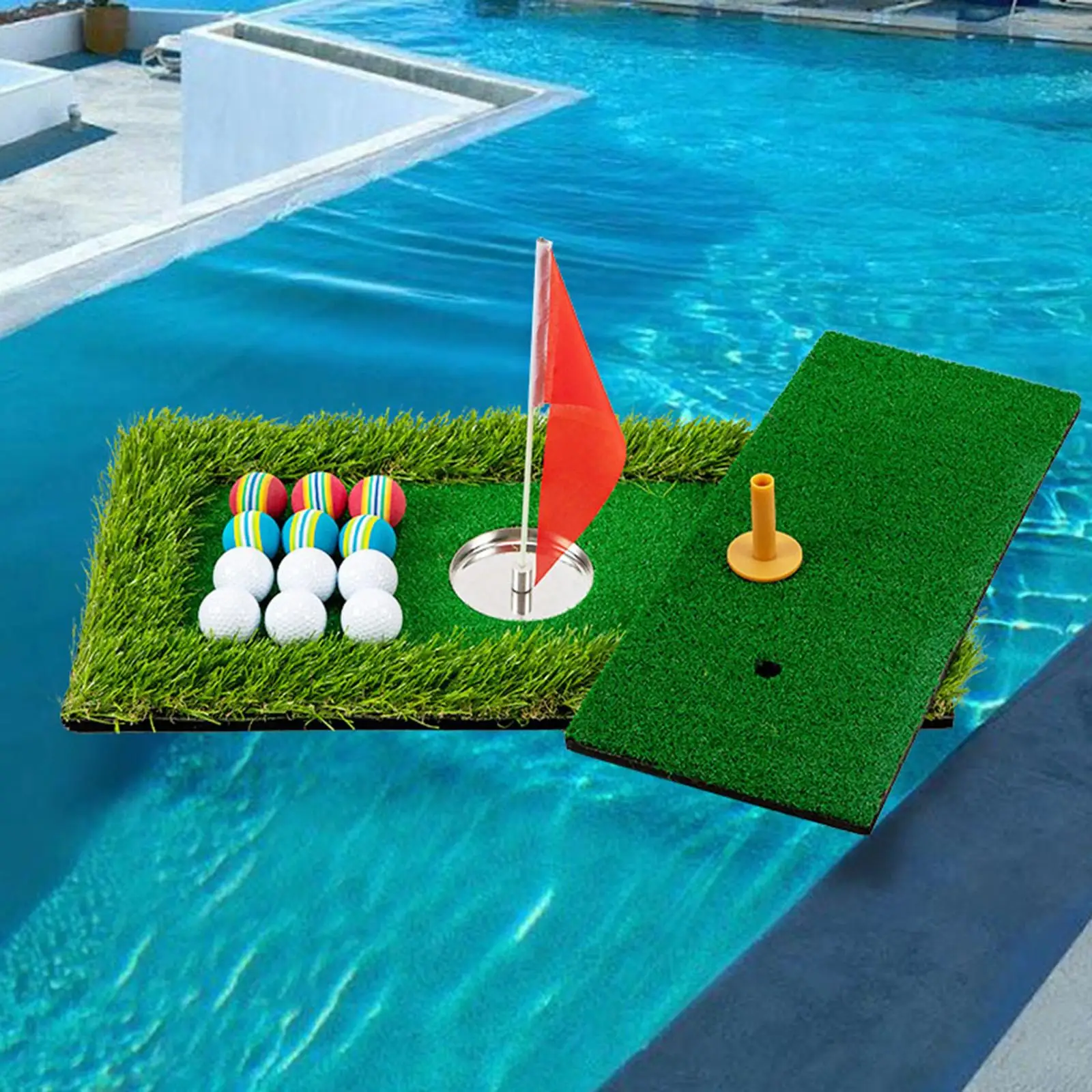 Floating , Golf Putting Mats Training Accessories for Outdoor Backyard Pool  for Men Golfers 60x30x4cm