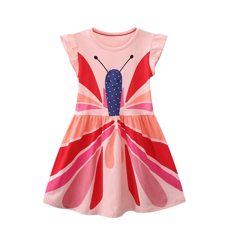 

Jumping Meters 2-8T Butterfly Print Girls Dresses Summer Sleeveless Princess Baby Party Dress Clothing Kids Costume Frocks