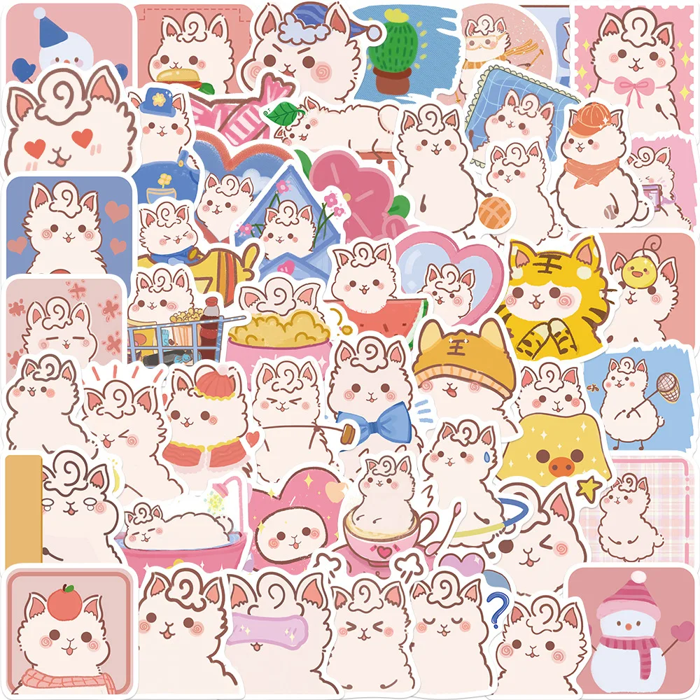 

10/30/50PCS New Fashion Cartoon Ins Cute Alpaca Graffiti Skateboard Helmet DIY Waterproof PVC Children'S Toys Reward Stickers