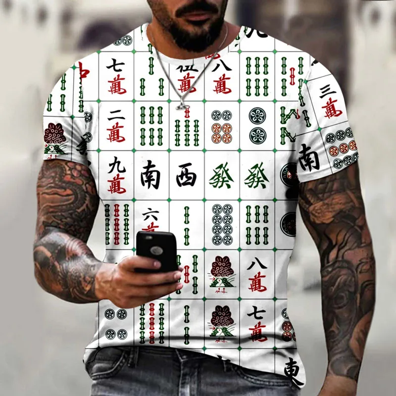 Футболка мужская с рисунком в китайском стиле Повседневная Уличная одежда для