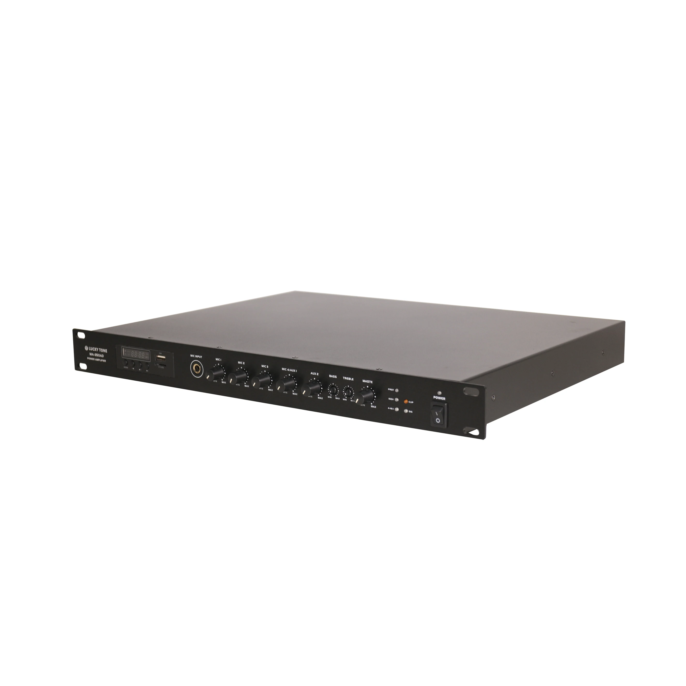 Фото Цифровой усилитель мощности класса D 500 Вт с USB, Bluetooth и функцией настройки, стандартный 1U, 19 дюймов, 100 В, 4-16 Ом, с переключаемой задней панелью №2