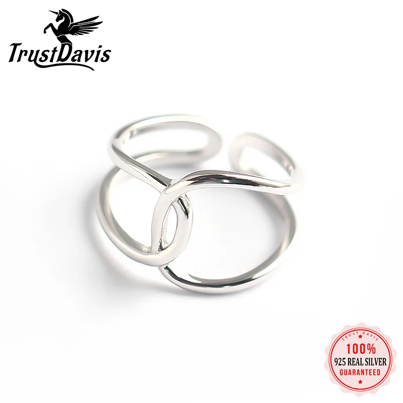 

TrustDavis подлинное 925 Стерлинговое Серебро модное женское регулируемое кольцо для свадебной вечеринки S925 ювелирные изделия DA1097