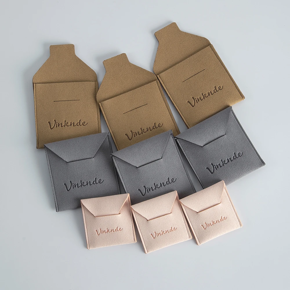 50-Pack Small Gift Bags For Earring Necklace Bracelet Ring Customized Logo Suede Microfiber Jewelery Packaging Organizer Pouches