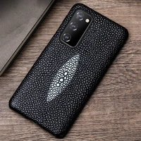 leather phone case for samsung galaxy s20 fe case for s20 plus cowhide cover for note 20 ultra pearl fish texture case