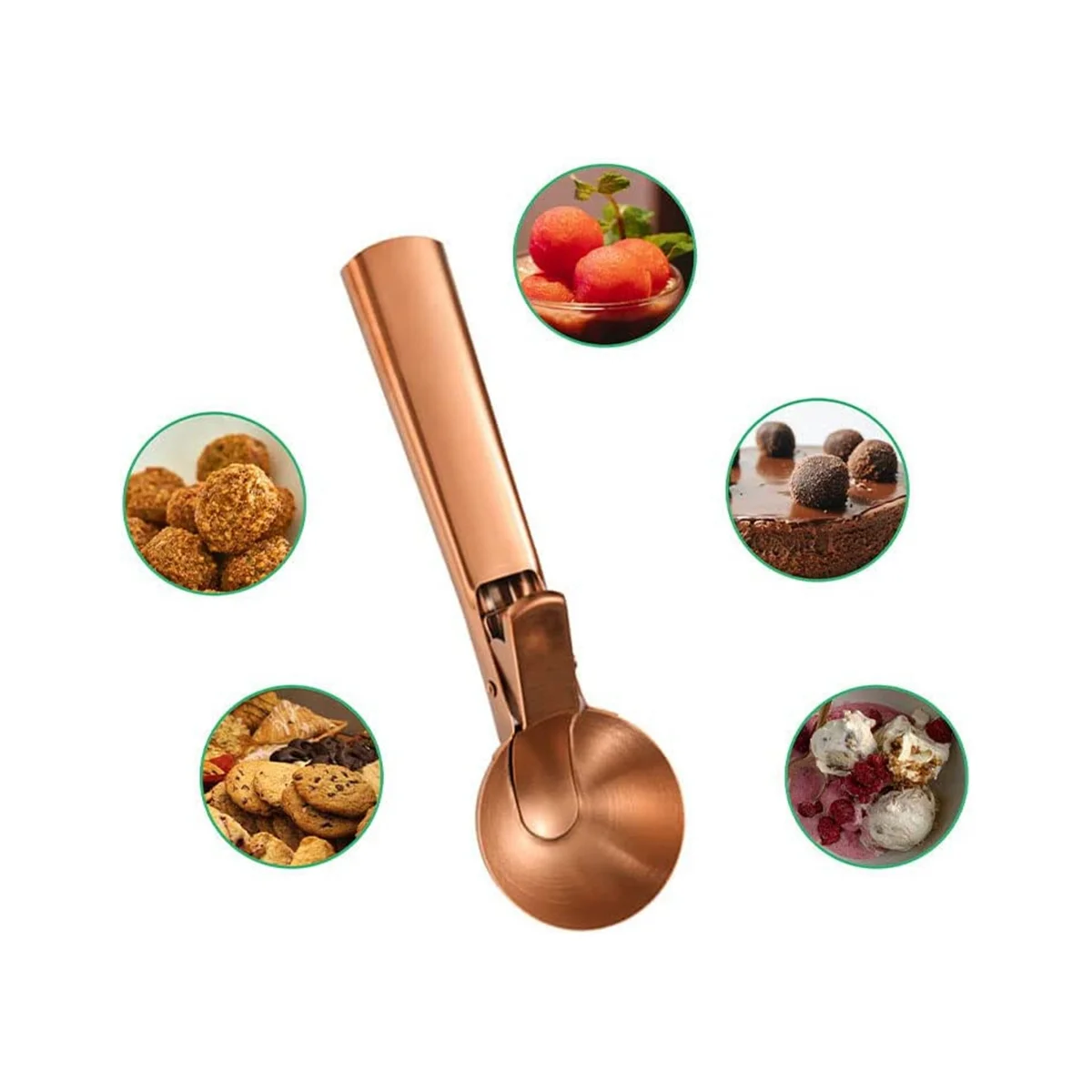 Ложка для мороженого Золотая ложка печенья из нержавеющей стали с триггером 2 шт.