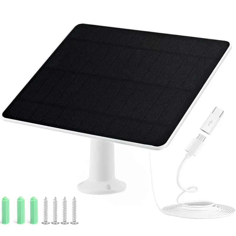 

5V Solar Panel for Outdoors Security Camera with Micro USB and USB-C Port Suit for Eufycam 2C/2C Pro/E40/E20/2/2 Pro/E etc.
