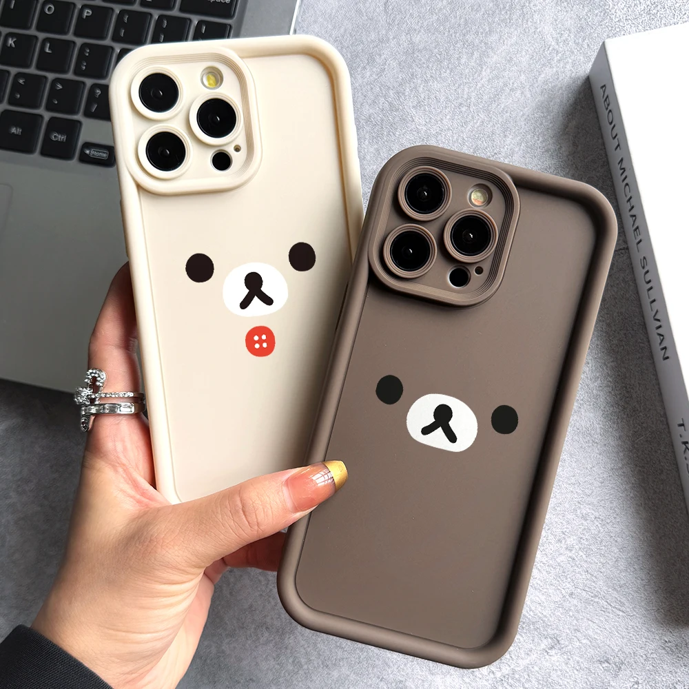 Чехол для телефона Rilakkuma Bear iPhone 16 15 14 Plus 13 12 11 iPhone16 iPhone13 Pro Max X Xs XR 8 7 мягкий