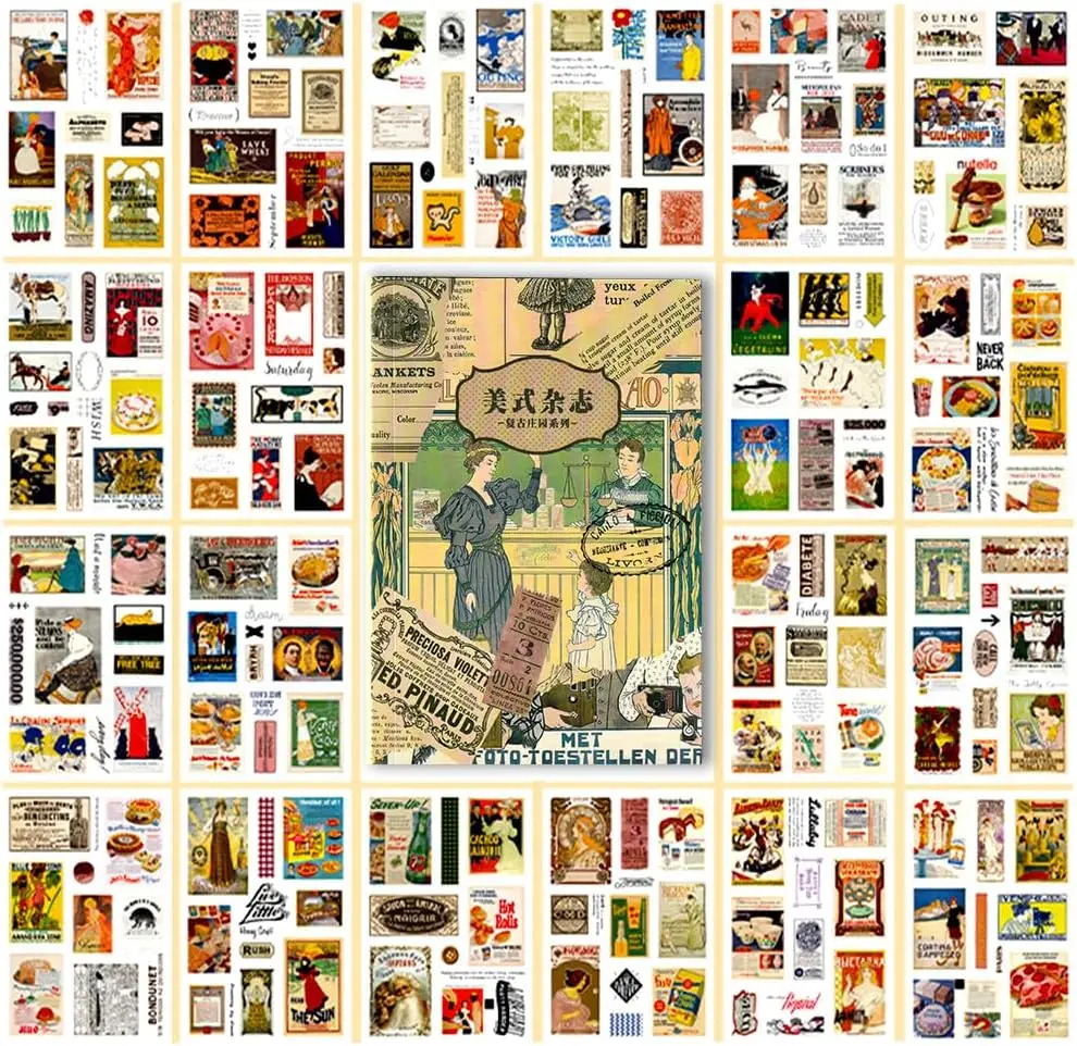 6 стилей винтажных наклеек для журнала скрапбукинга эстетическая Эстетическая