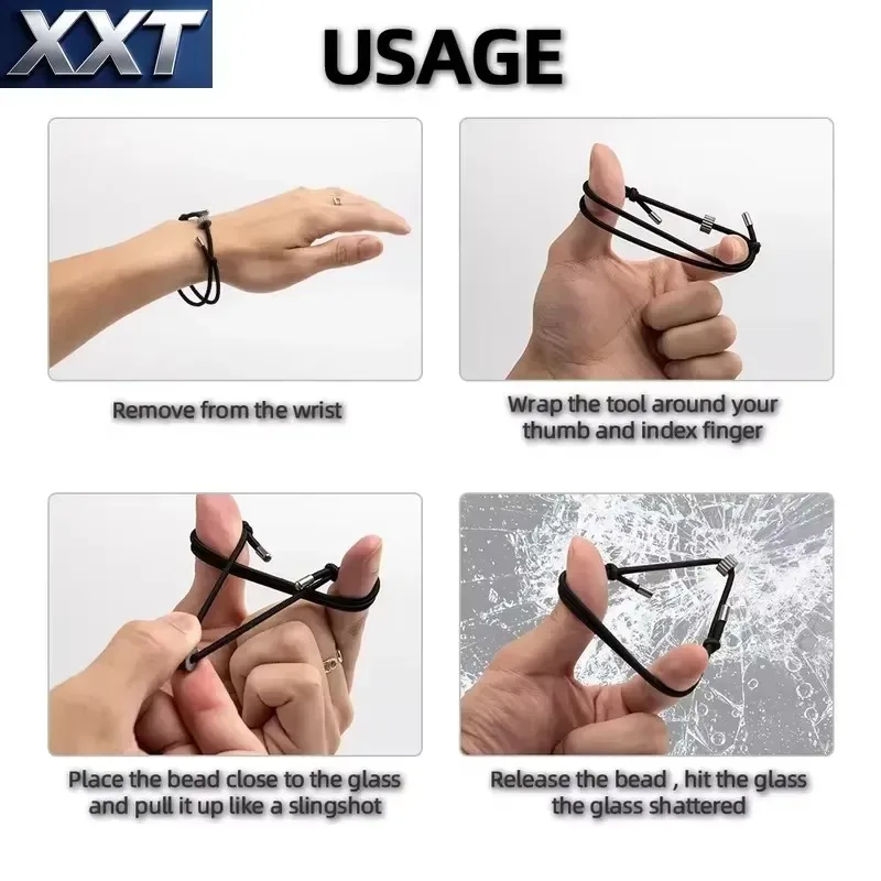 Фото XXT 2xБраслет-стеклобой для автомобиля, ремешок на запястье для разбивания стекол, молоток для самоспасения из автомобиля №4