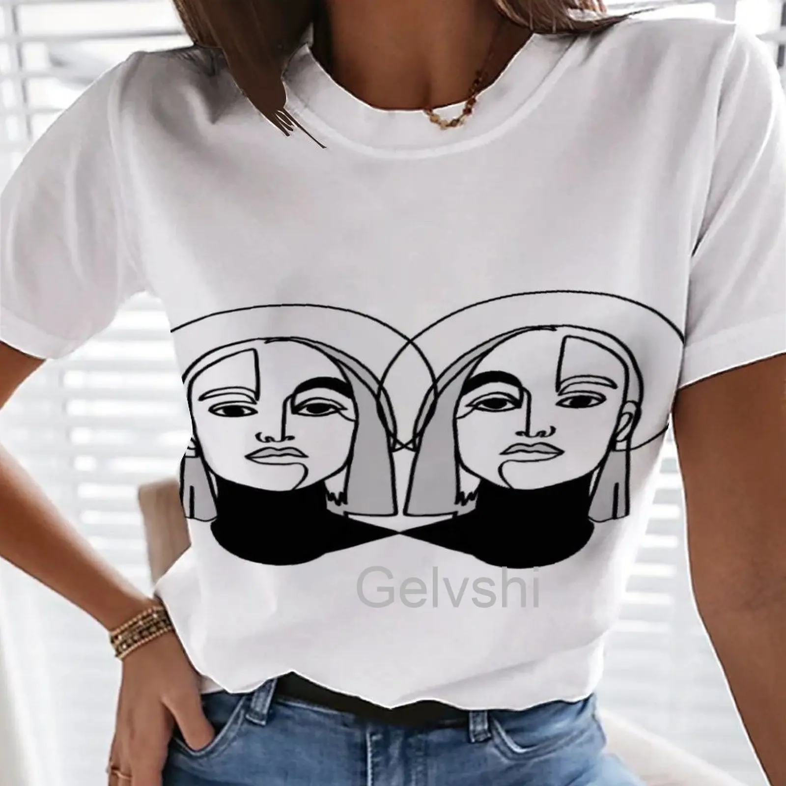 

Africa Human Face T-shirts Girl's Avatar 3d Printed Tshirt Round Neck Harajuku T Shirt Women's Short-sleeve Vintage Streetshirts
