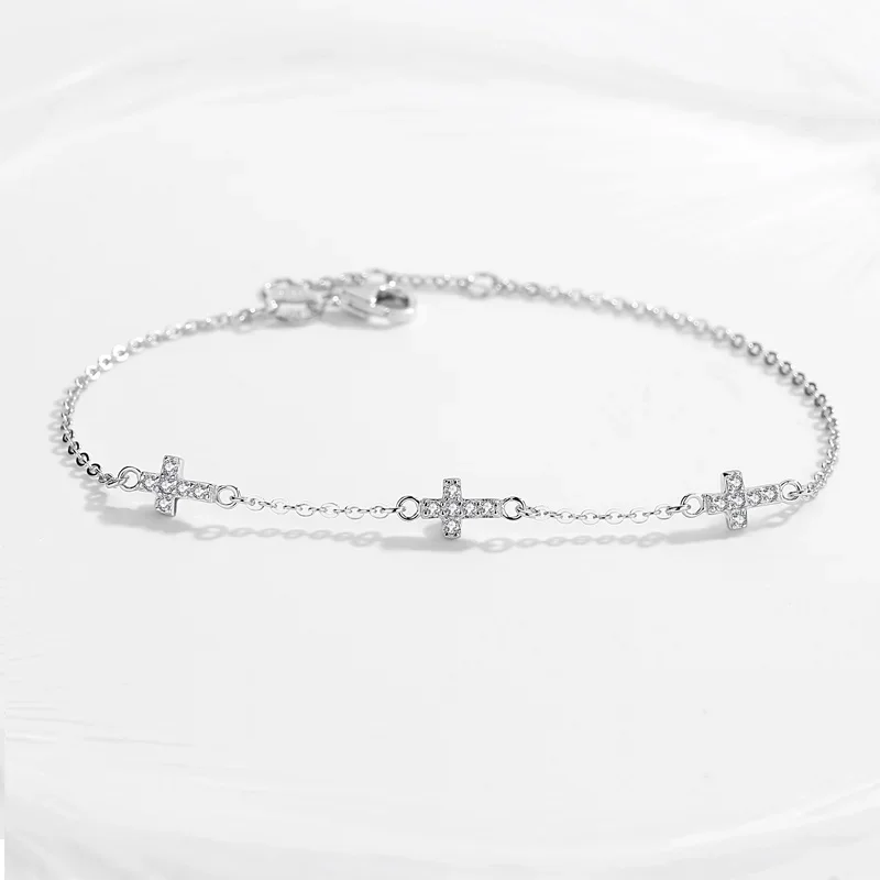 TONGZHE Роскошный браслет с крестом для женщин стерлинговое серебро 925 пробы