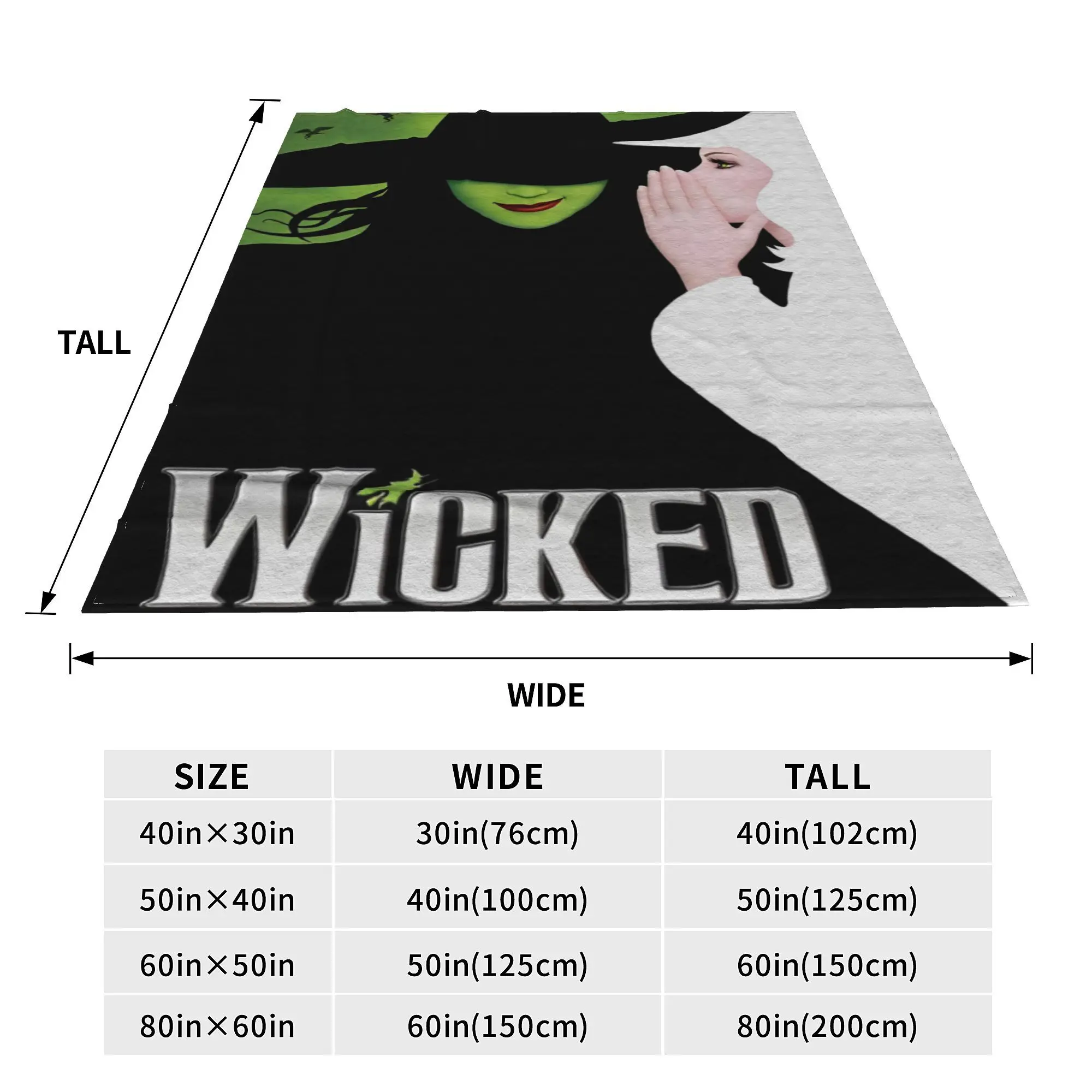 Тональное вязаное одеяло Wicked Elphaba &amp Glinda фланелевое с волшебным фильмом мягкое