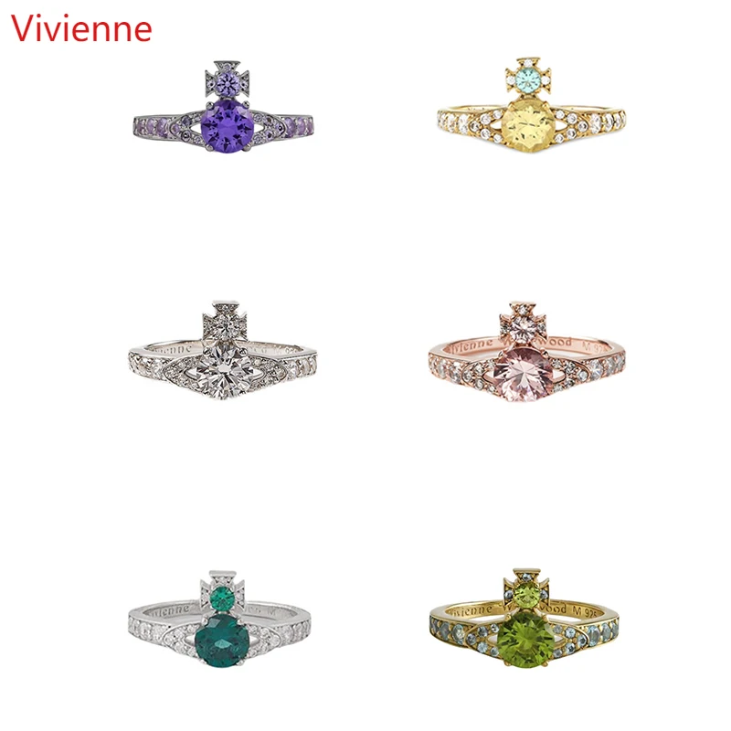 

Vivienne Westwoo New Arrival Hot Sale Full Diamond Ins Style Elegant Women, All-Match Wedding Ring