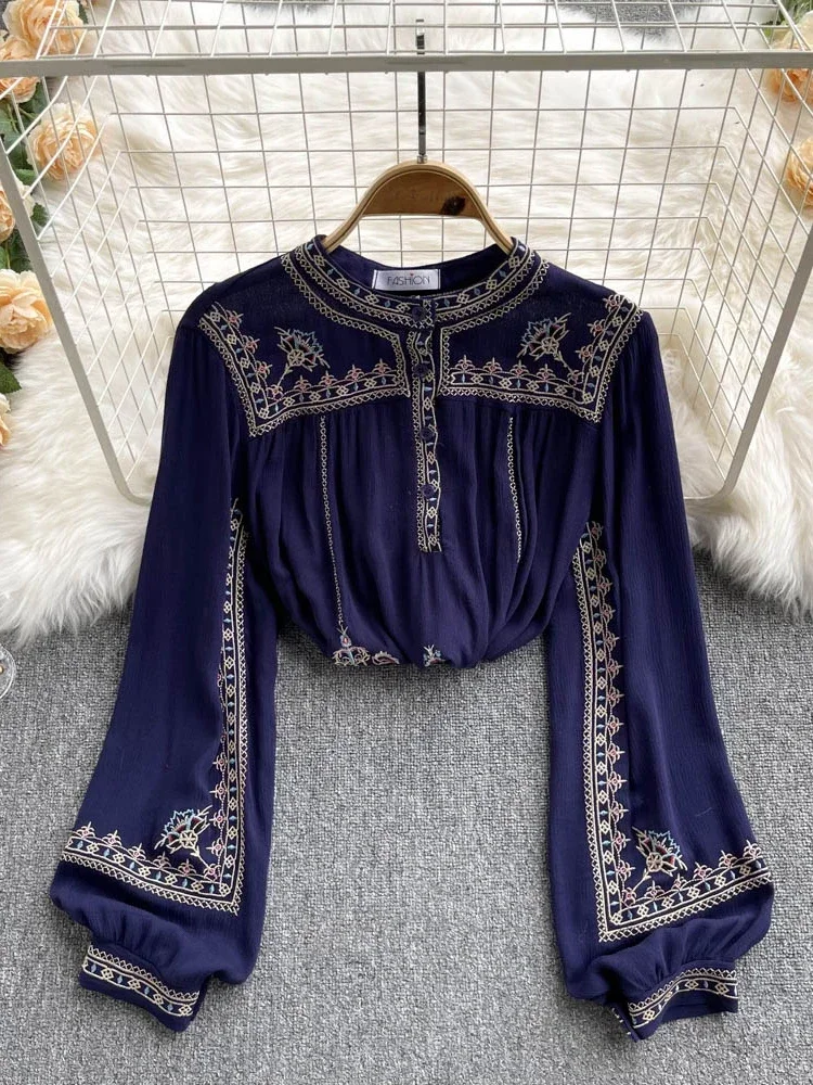 Модная универсальная рубашка с вышивкой Женская весенне-осенняя новая богемная