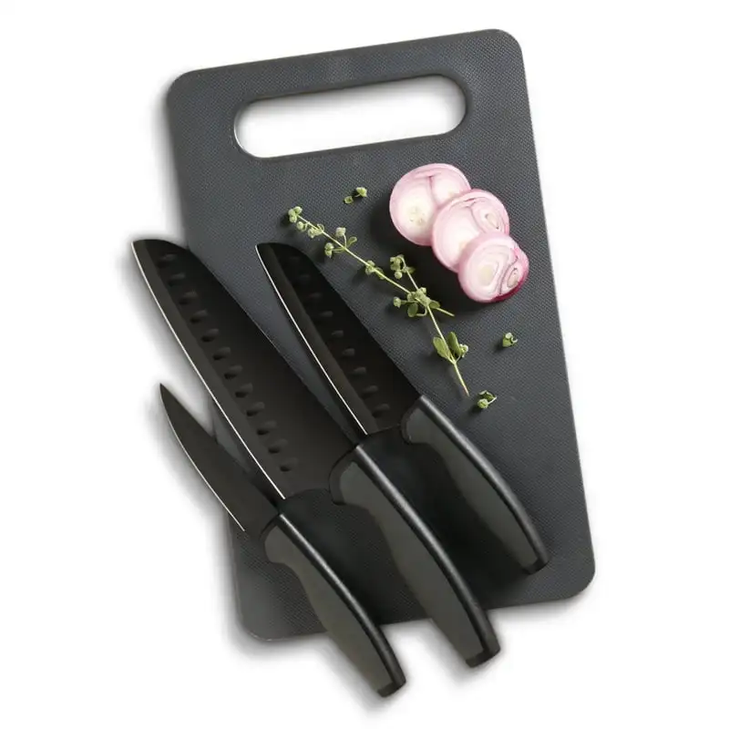 

Steel Knife Set with Cutting Board (4 Pieces), Grey