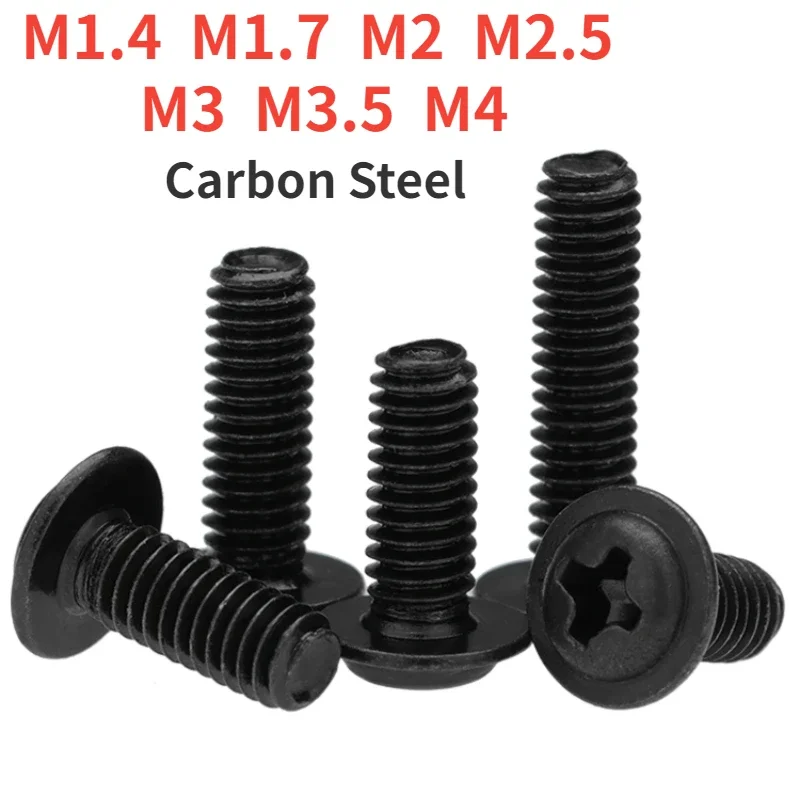 

Черные винты с круглой головкой с шайбой из углеродистой стали M1.4 M1.7 M2 M2.5 M3 M3.5 M4
