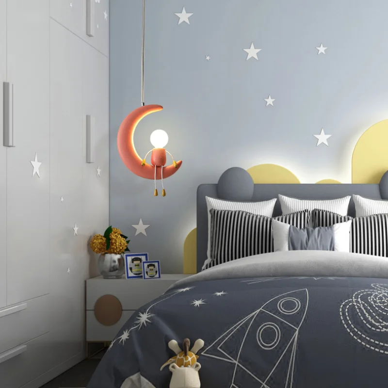 

LED Moon Pendant Lights for Children's Room Nordic Home Kids Chandelier Living Room Dining Room Decoration Bedroom Bedside Lamp